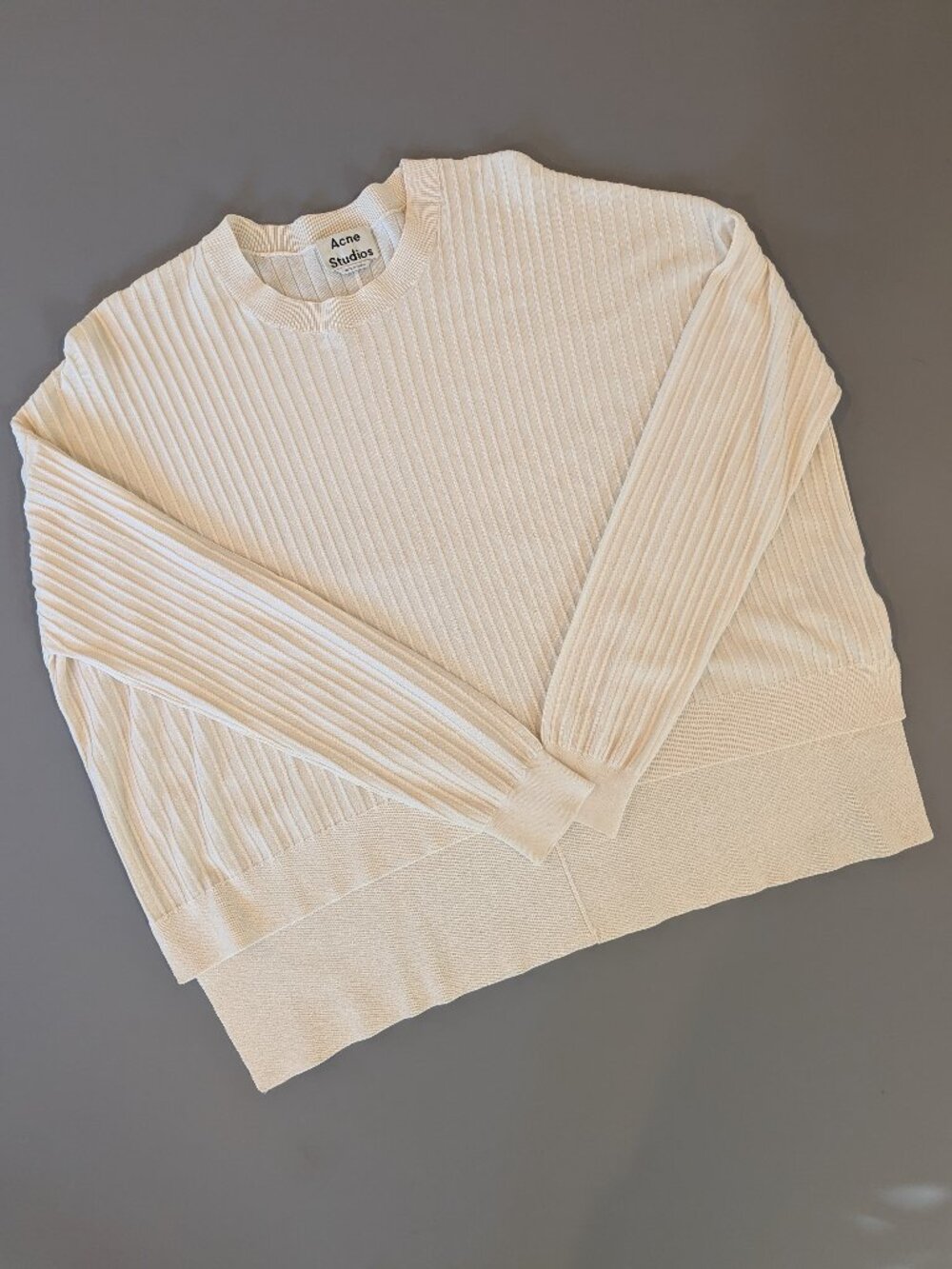 Acne Studios Issy Rib Sweater Size S Ecru Cream Cotton Oversized Knit